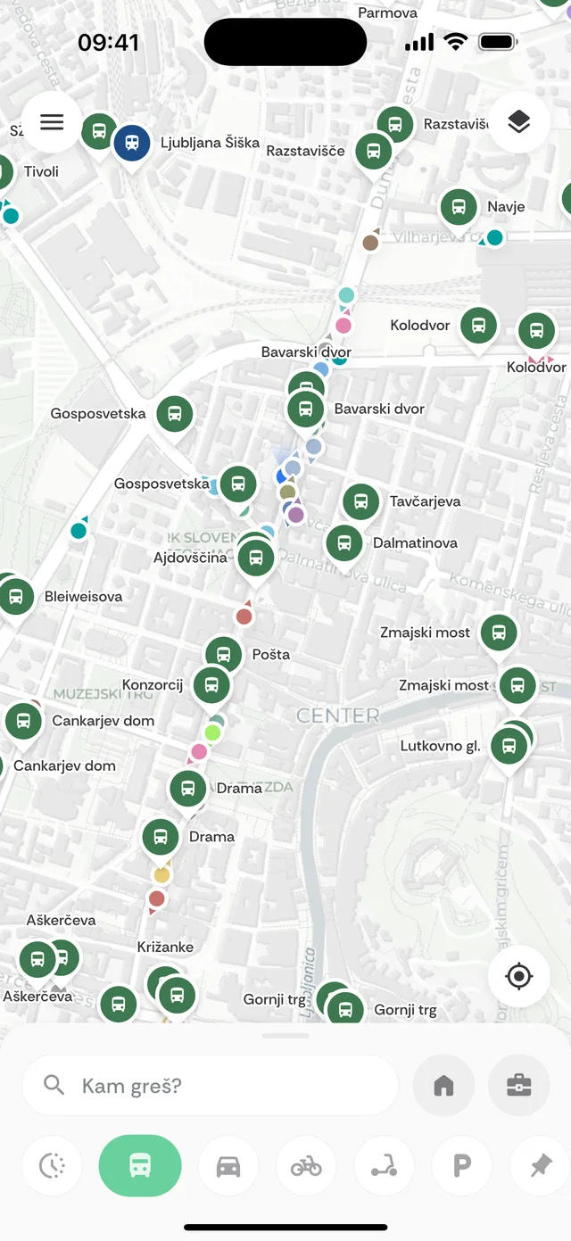 Zemljevid z avtobusi v živo