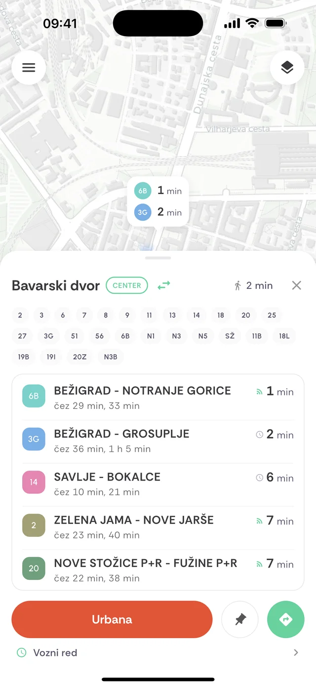 Odhodi s postaje Bavarski dvor